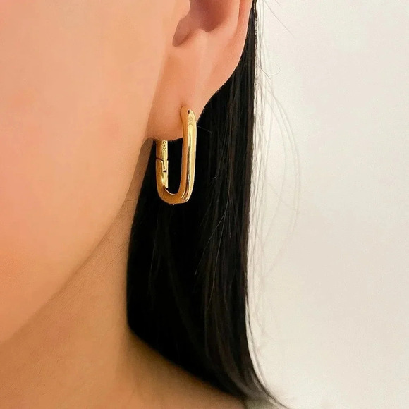 925 Sterling Silver Chunky Hoop Earrings Thick Large Huggie Earrings - Picture 8 of 9